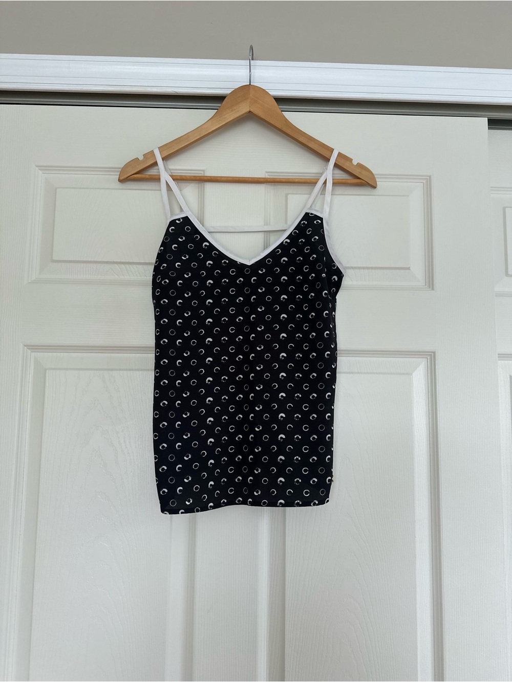 Guess Black Sheer Polka Dot Tank Top